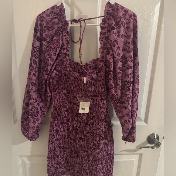 Free People Smock It To Me Mini Dress in Azalea Combo NWT SZ XS RT $148 - Picture 6 of 8